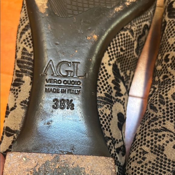AGL Black Patent and Tan Patterned Loafers - Picture 7 of 9